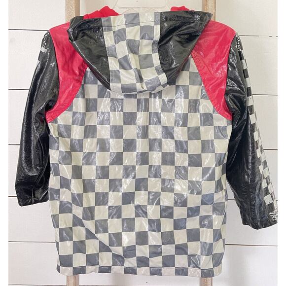 Disney Red Checkered Car's Lightning McQueen Racing Rain Jacket Size 7/8 - Picture 5 of 12